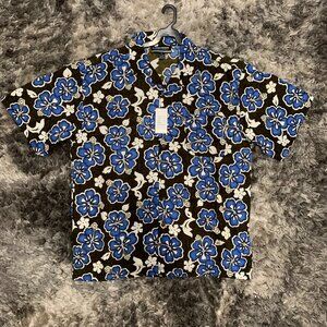 YAGO AUTHENTIC PRODUCTS Blue-Black Hawaiian/Aloha Print XL Short Sleeve -NWT-